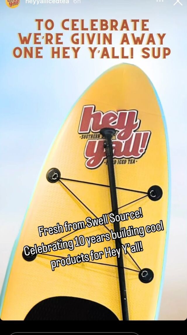 Check out this custom built paddle board we built to celebrate 10 years of Hey Y’all!  We’ve worked with them from the beginning and proud to have built some awesome merchandise over the years! @heyyallicedtea